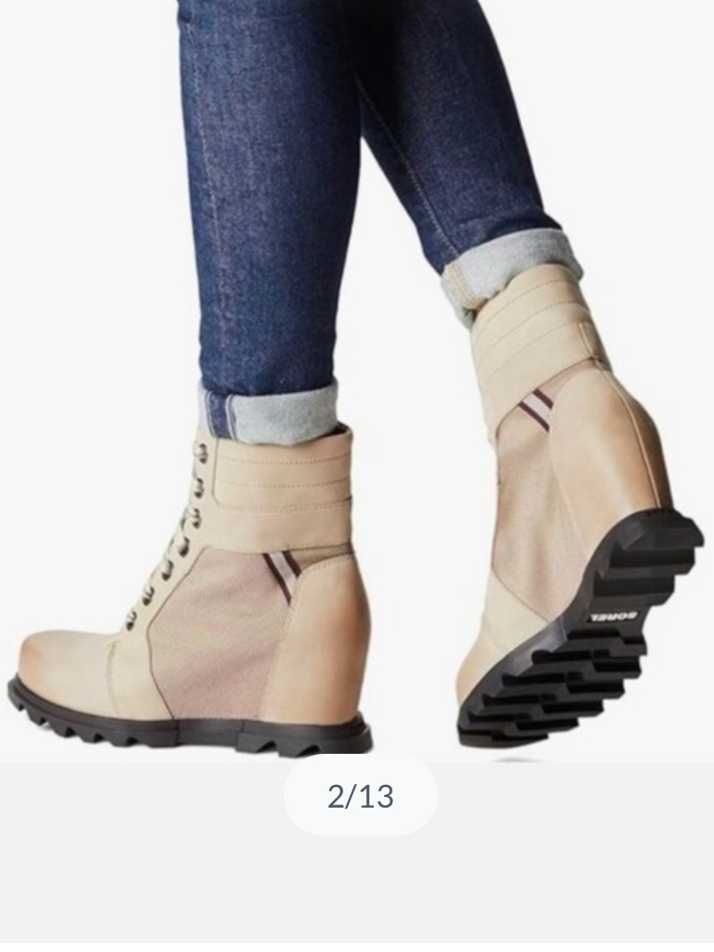 Sorel Lexie Joan Of Arctic Khaki ll Water Proof Lace-Up Ankle Boots Size 7.